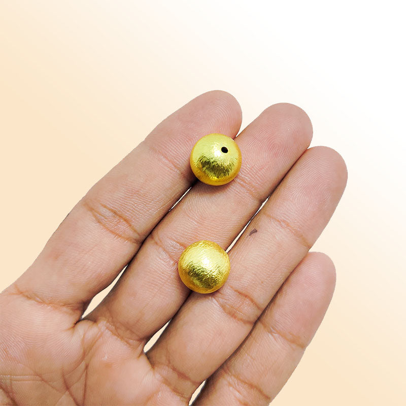Handcrafted 18K Gold Overlay brushed round bead from India for jewelry making
