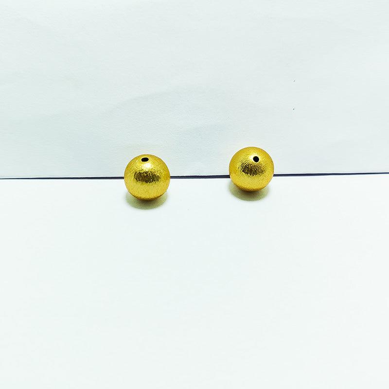 Handcrafted 18K Gold Overlay brushed round bead from India for jewelry making