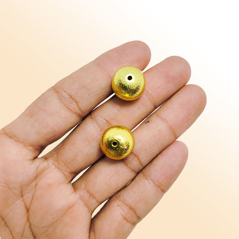 Handcrafted 18K Gold Overlay brushed round bead from India for jewelry making