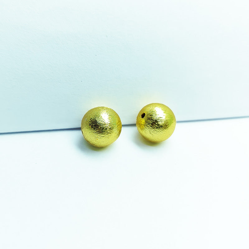 Handcrafted 18K Gold Overlay brushed round bead from India for jewelry making
