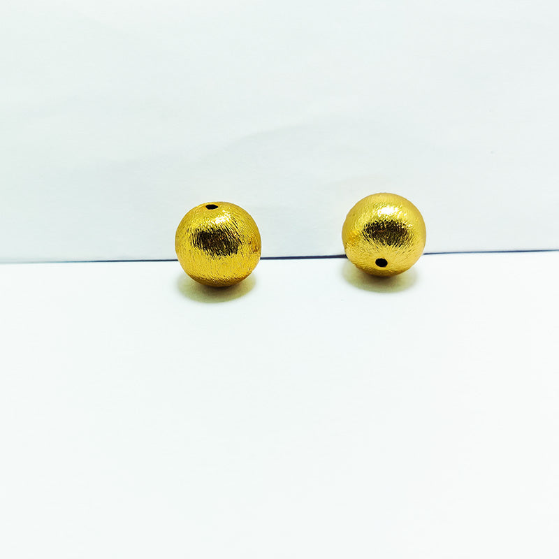 Handcrafted 18K Gold Overlay brushed round bead from India for jewelry making
