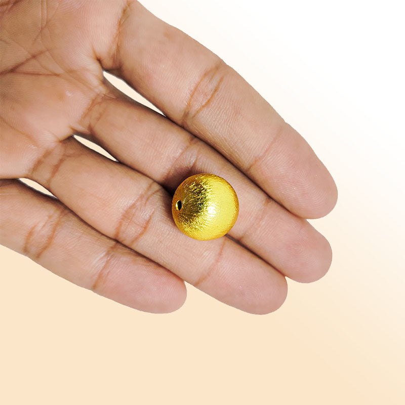 Handcrafted 18K Gold Overlay brushed round bead from India for jewelry making
