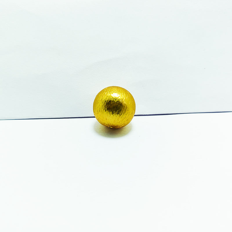 Handcrafted 18K Gold Overlay brushed round bead from India for jewelry making
