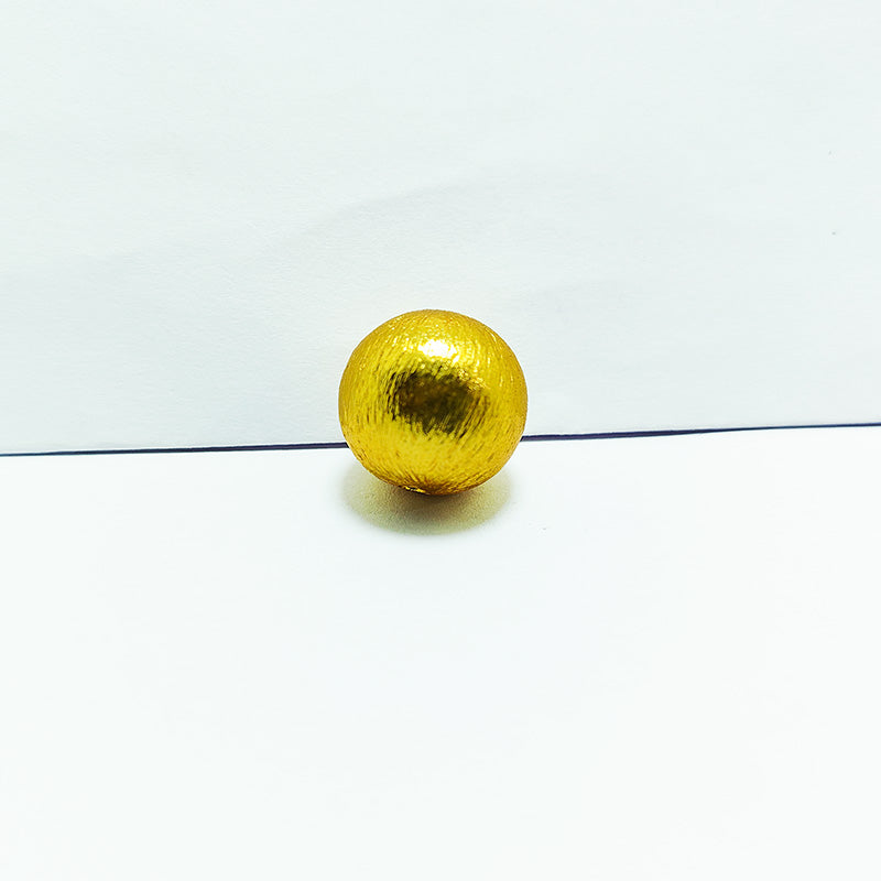 Handcrafted 18K Gold Overlay brushed round bead from India for jewelry making
