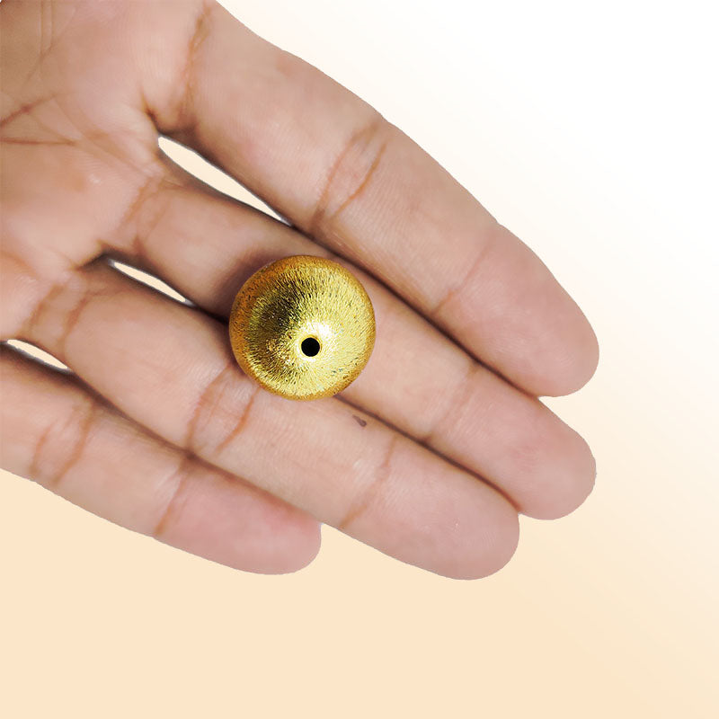 Handcrafted 18K Gold Overlay brushed round bead from India for jewelry making