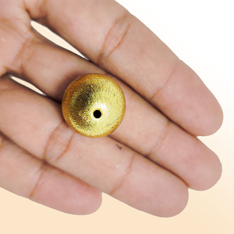 Handcrafted 18K Gold Overlay brushed round bead from India for jewelry making