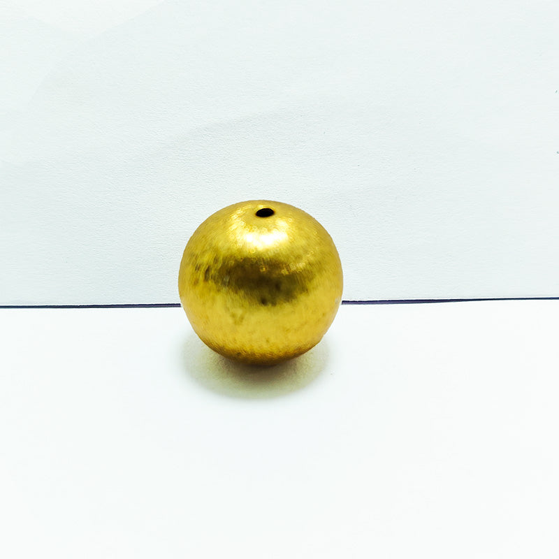 Handcrafted 18K Gold Overlay brushed round bead from India for jewelry making