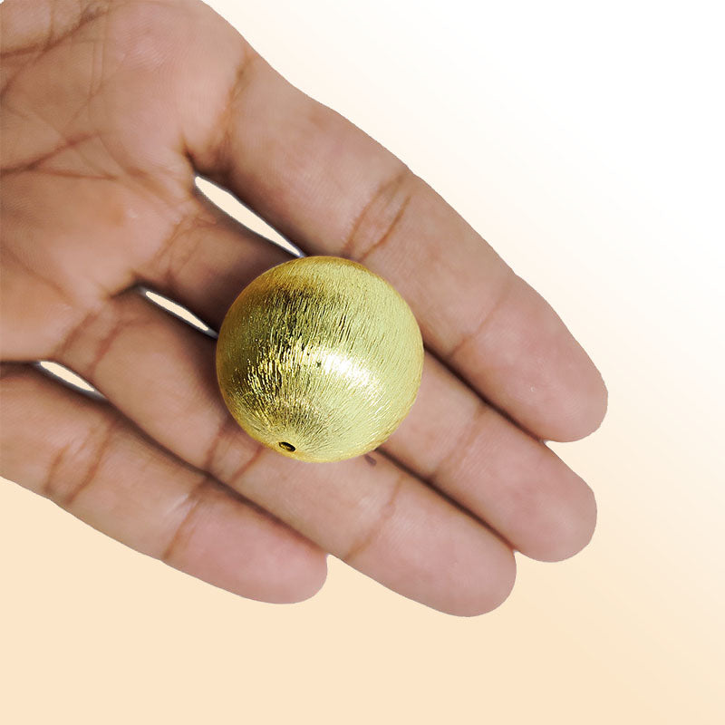 Handcrafted 18K Gold Overlay brushed round bead from India for jewelry making