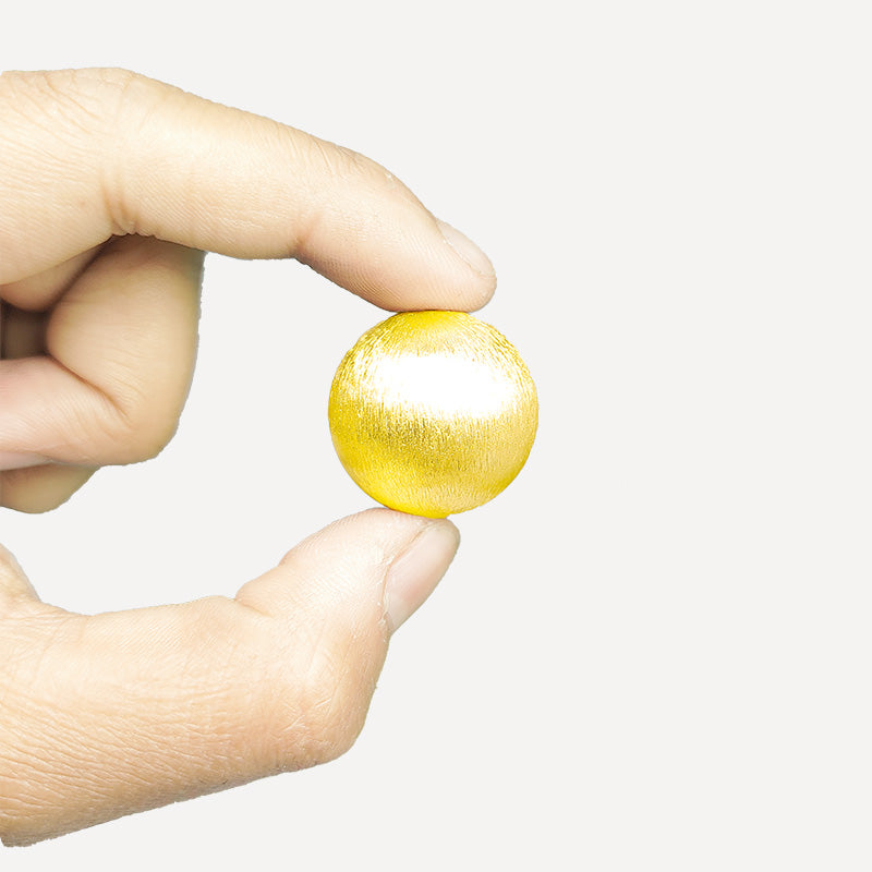 Handcrafted 18K Gold Overlay brushed round bead from India for jewelry making