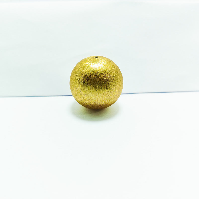 Handcrafted 18K Gold Overlay brushed round bead from India for jewelry making