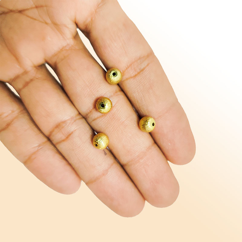 Handcrafted 18K Gold Overlay brushed round bead from India for jewelry making