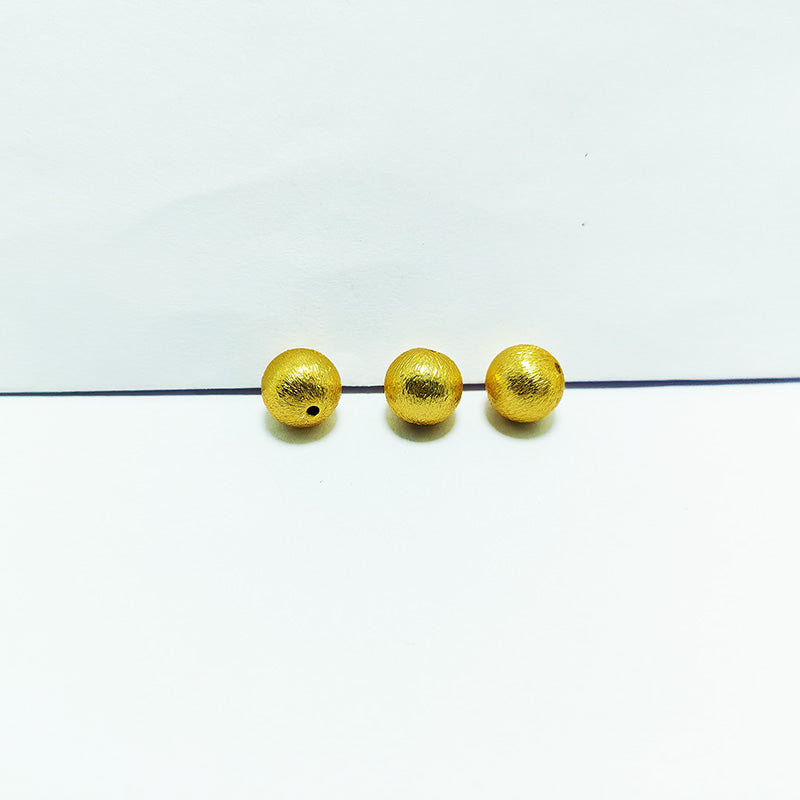 Handcrafted 18K Gold Overlay brushed round bead from India for jewelry making