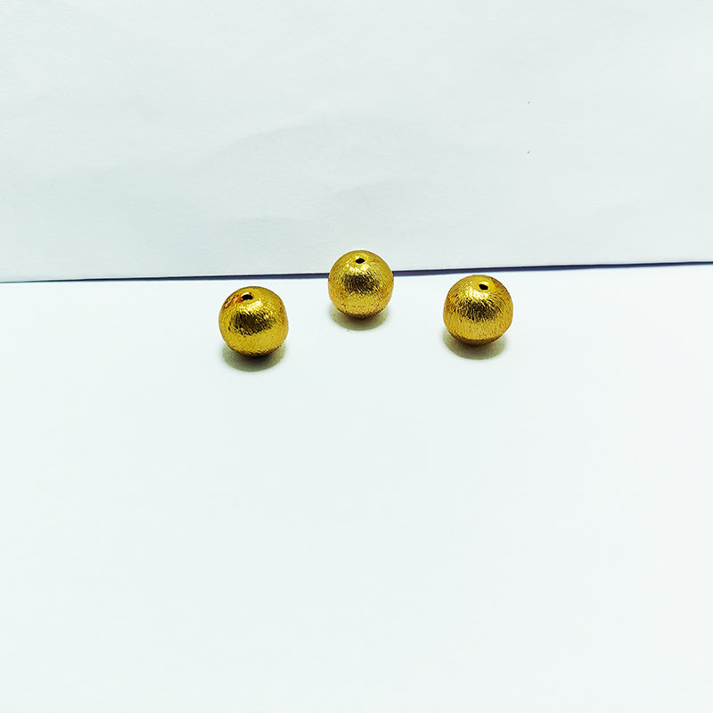 Handcrafted 18K Gold Overlay brushed round bead from India for jewelry making