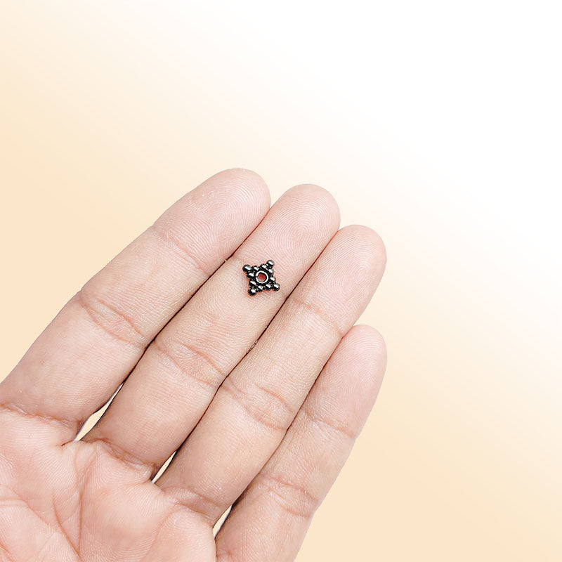 Handcrafted black rhodium overlay geometric copper spacer bead from India for modern jewelry designs
