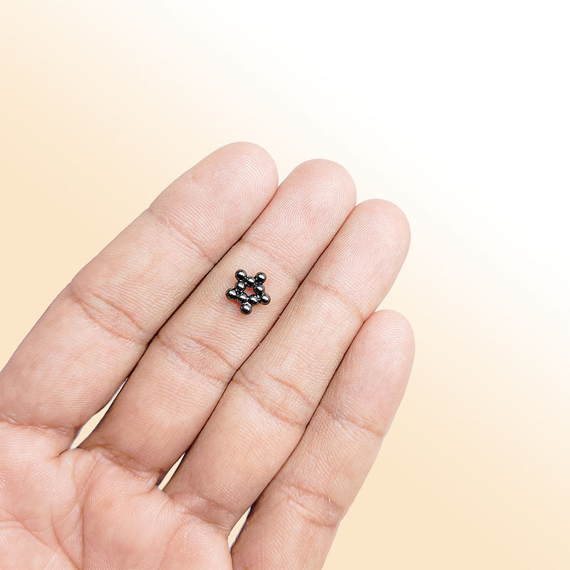 Black Rhodium Overlay Star Cluster Spacer Beads from India | Handcrafted Jewelry Supplies
