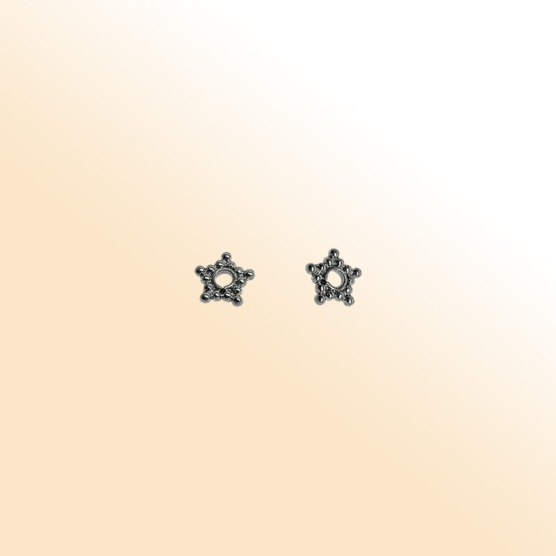 Handcrafted black rhodium overlay star edge copper spacer bead from India for modern jewelry designs