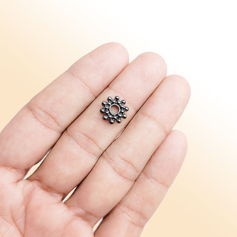 Handcrafted black rhodium overlay beaded cluster copper spacer bead from India for modern jewelry designs