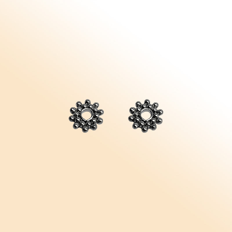 Handcrafted black rhodium overlay beaded cluster copper spacer bead from India for modern jewelry designs