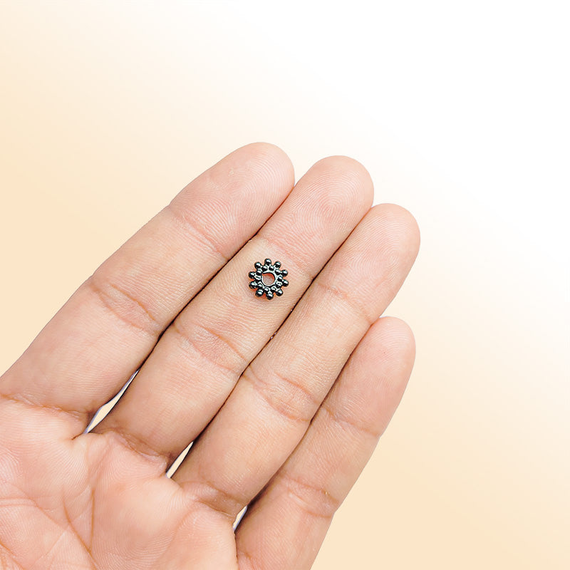Handcrafted black rhodium overlay beaded cluster copper spacer bead from India for modern jewelry designs