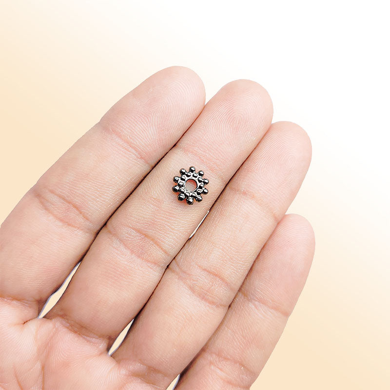 Handcrafted black rhodium overlay beaded cluster copper spacer bead from India for modern jewelry designs