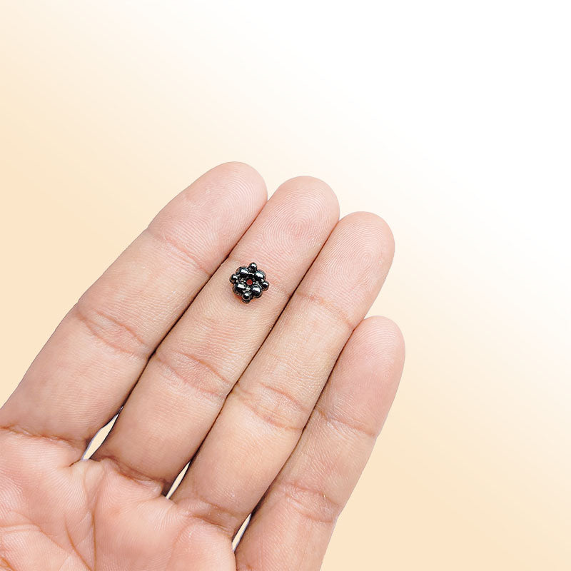 Handcrafted black rhodium overlay floral cluster copper spacer bead from India for modern jewelry designs