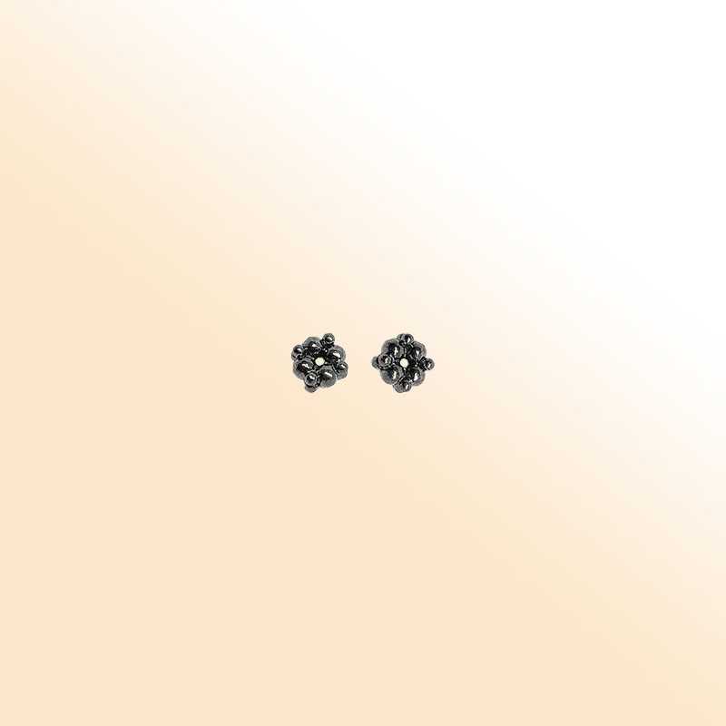 Handcrafted black rhodium overlay floral cluster copper spacer bead from India for modern jewelry designs