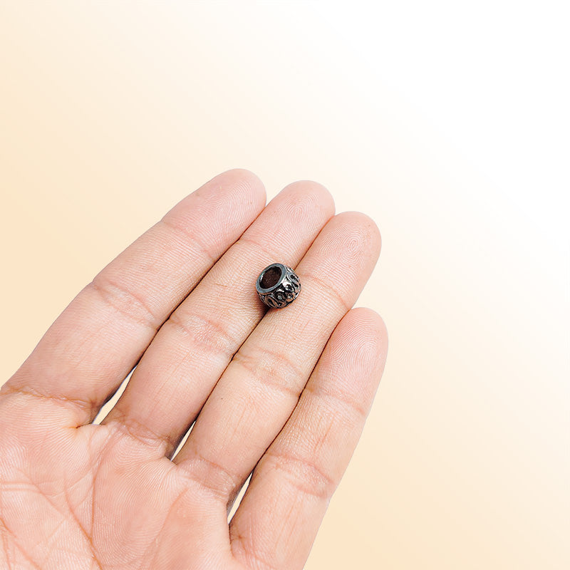 Black Rhodium Overlay Textured Barrel Spacer Beads from India – Handcrafted Modern Jewelry Accents