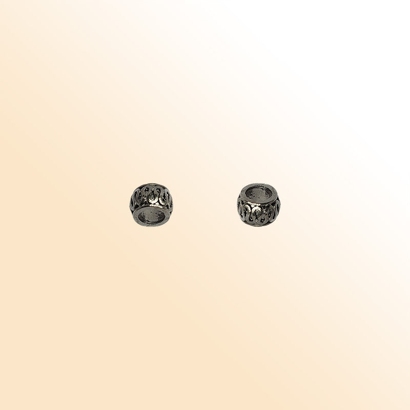 Black Rhodium Overlay Textured Barrel Spacer Beads from India – Handcrafted Modern Jewelry Accents