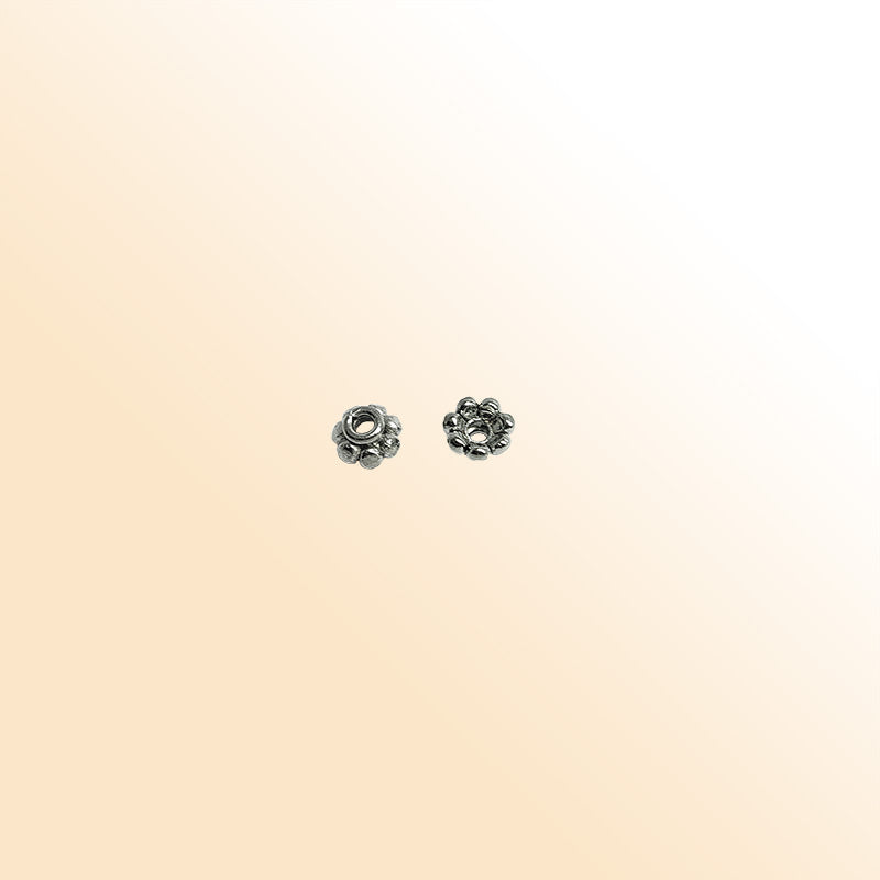 Handcrafted black rhodium overlay petal floral copper spacer bead from India for modern jewelry designs