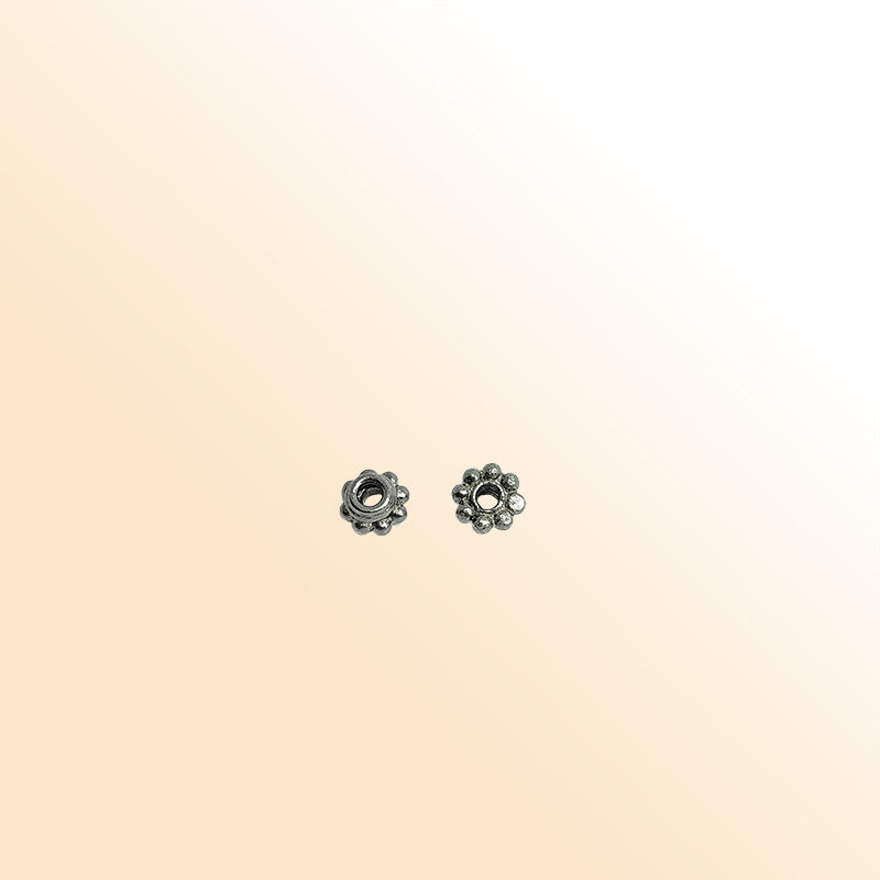 Handcrafted black rhodium overlay beaded floral copper spacer bead from India for modern jewelry designs