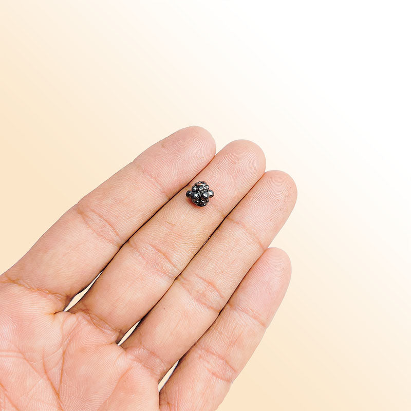 Handcrafted black rhodium overlay multi-petal floral copper spacer bead from India for modern jewelry designs
