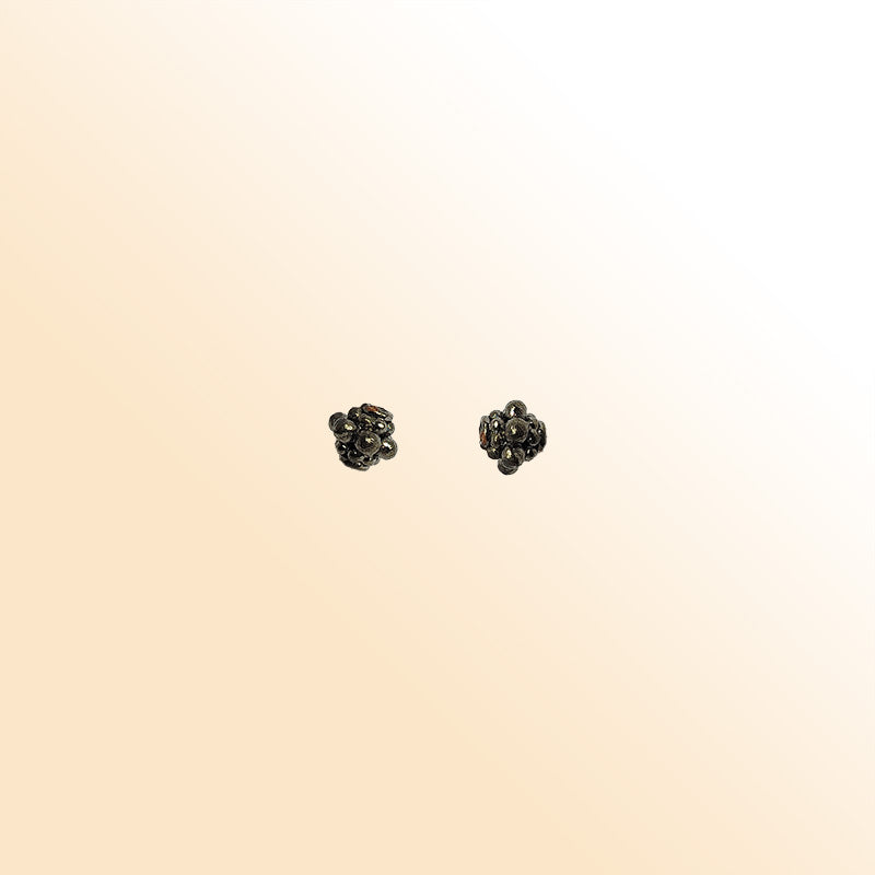 Handcrafted black rhodium overlay multi-petal floral copper spacer bead from India for modern jewelry designs