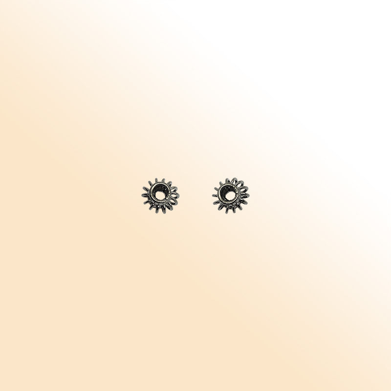 Handcrafted black rhodium overlay sunburst floral copper spacer bead from India for modern jewelry designs