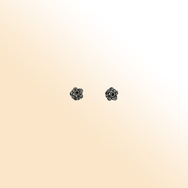 Handcrafted black rhodium overlay beaded floral copper spacer bead from India for modern jewelry designs