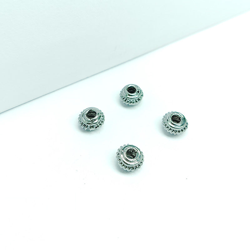 Handcrafted black rhodium overlay ridged floral copper spacer bead from India for modern jewelry designs