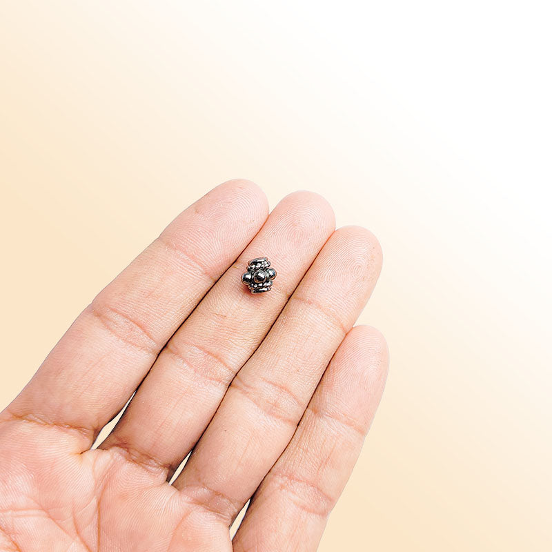 Handcrafted black rhodium overlay floral copper spacer bead from India for modern jewelry designs
