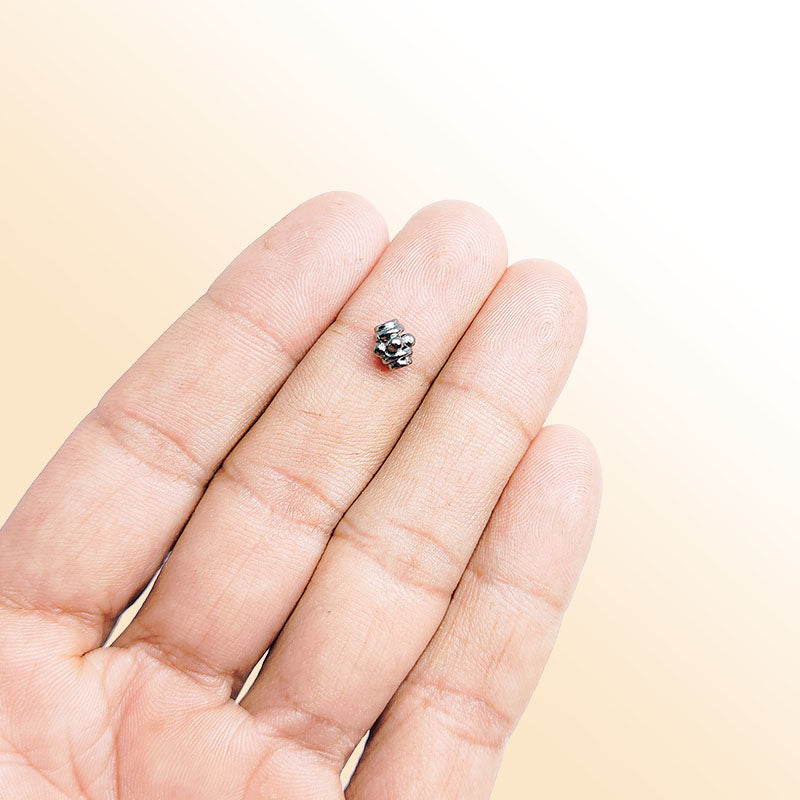 Handcrafted black rhodium overlay floral copper spacer bead from India for elegant jewelry designs