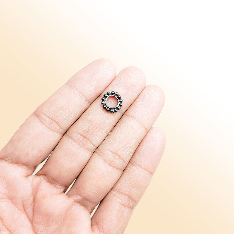 Handcrafted black rhodium overlay rounded beaded ring spacer bead from India for modern jewelry designs