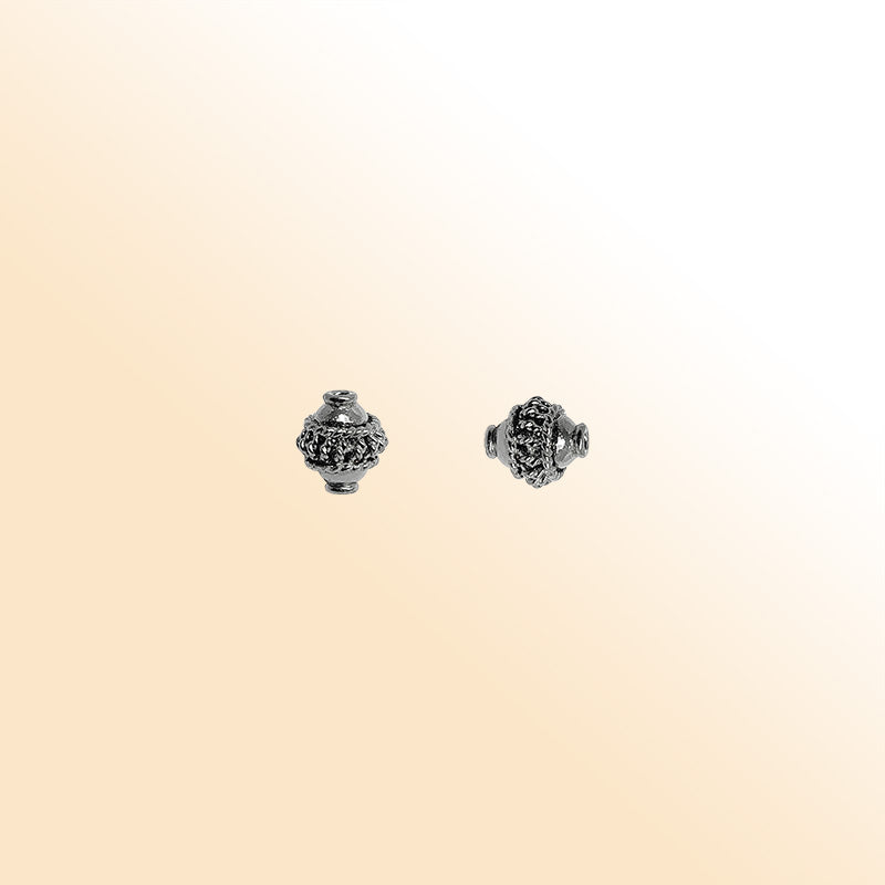 Handcrafted black rhodium overlay rope beaded dome copper spacer bead from India for modern jewelry designs