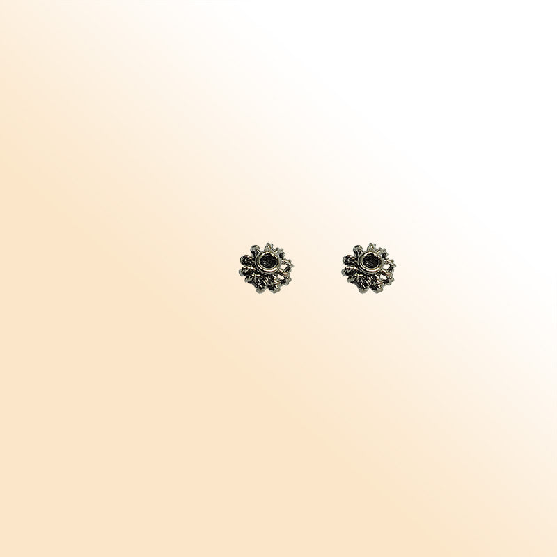 Handcrafted black rhodium overlay twisted floral copper spacer bead from India for jewelry designs