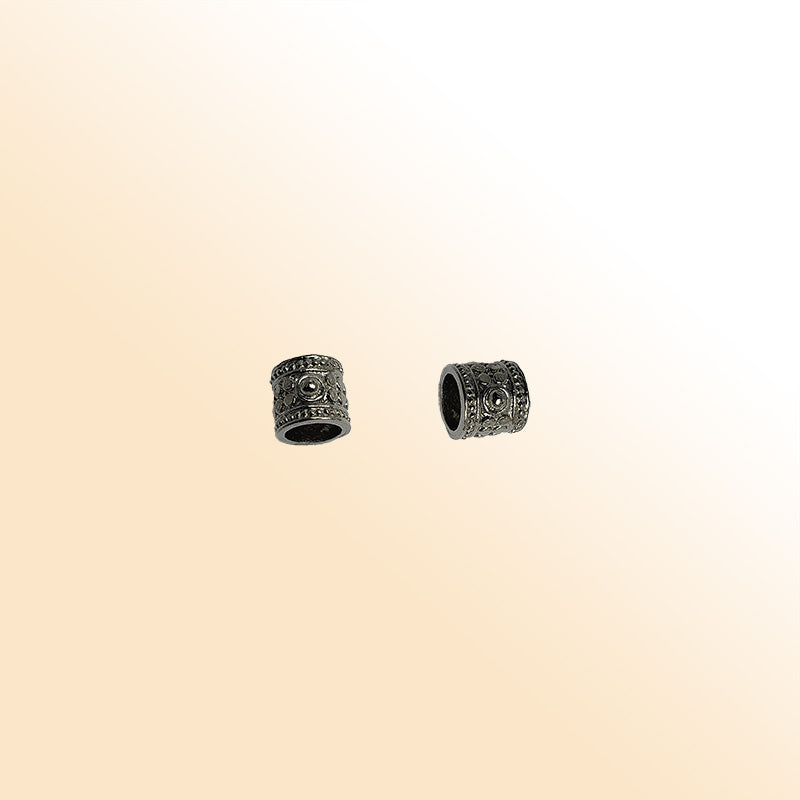 Handcrafted black rhodium overlay beaded floral spacer bead from India for modern jewelry designs