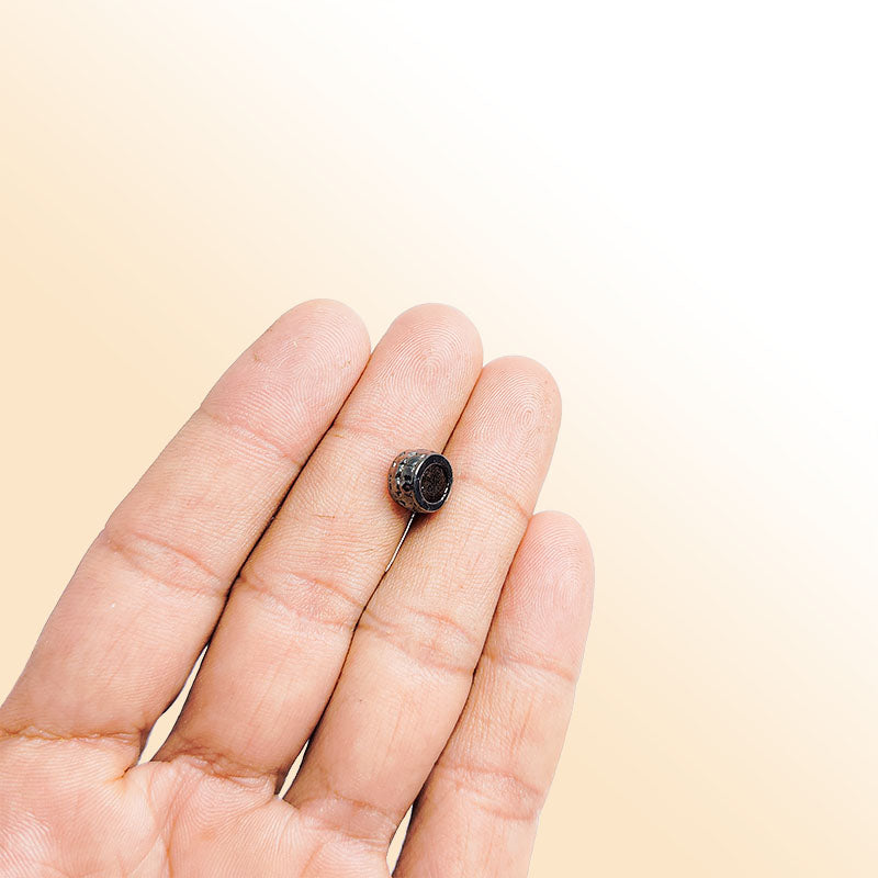 Handcrafted black rhodium overlay large hole textured copper spacer bead from India for modern jewelry designs