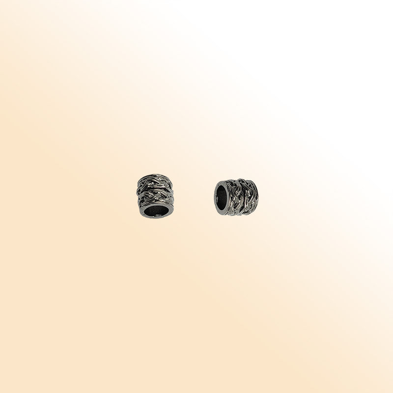 Handcrafted black rhodium overlay textured barrel copper spacer bead from India for modern jewelry designs
