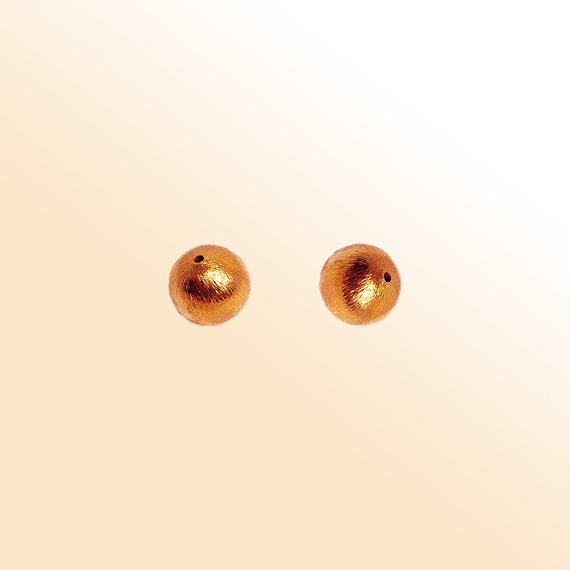 Rose Gold Overlay brushed round bead handcrafted in India for retail jewelry and DIY designs