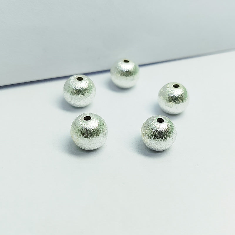 Silver Overlay brushed round bead handcrafted in India for retail jewelry and DIY designs
