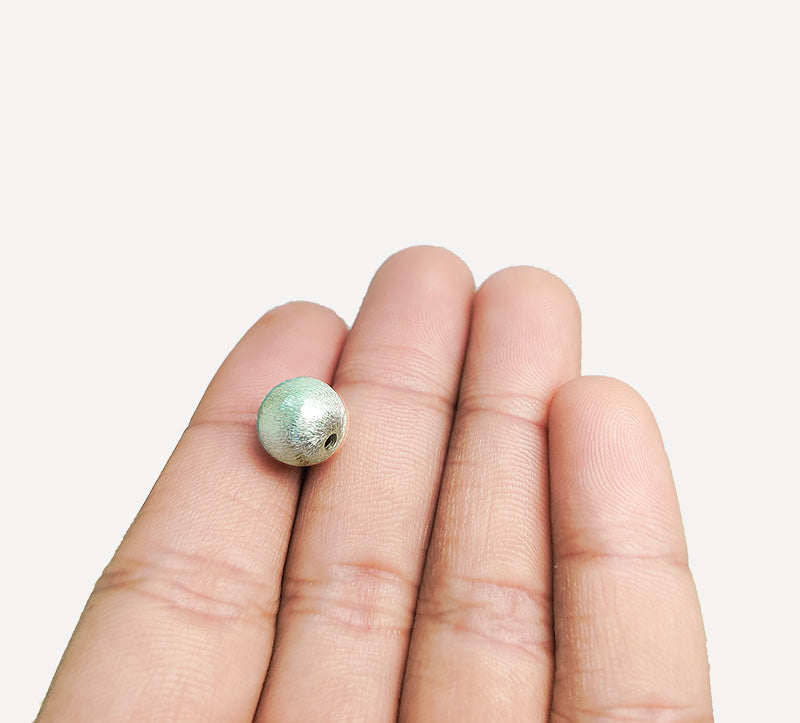 Silver Overlay brushed round bead handcrafted in India for retail jewelry and DIY designs