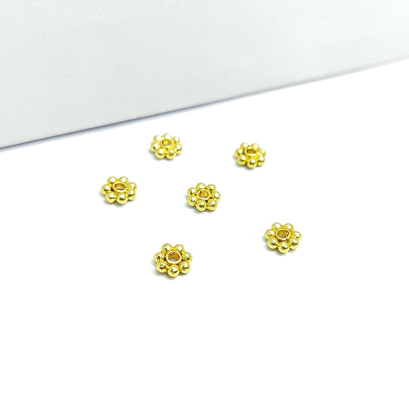 Handcrafted 18K Gold Overlay daisy bead from India for elegant jewelry designs
