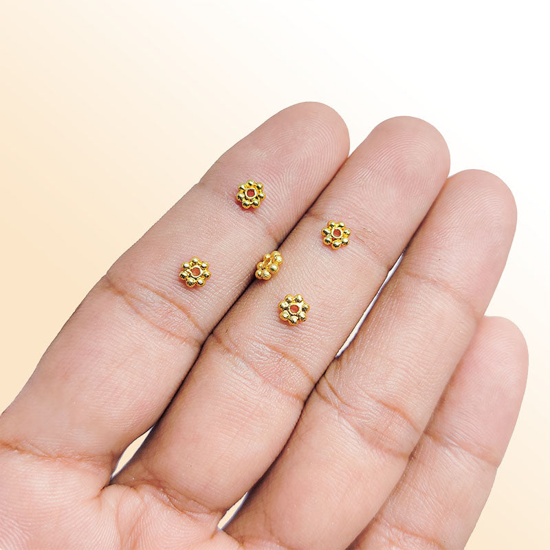 Handcrafted 18K Gold Overlay daisy bead from India for elegant jewelry designs