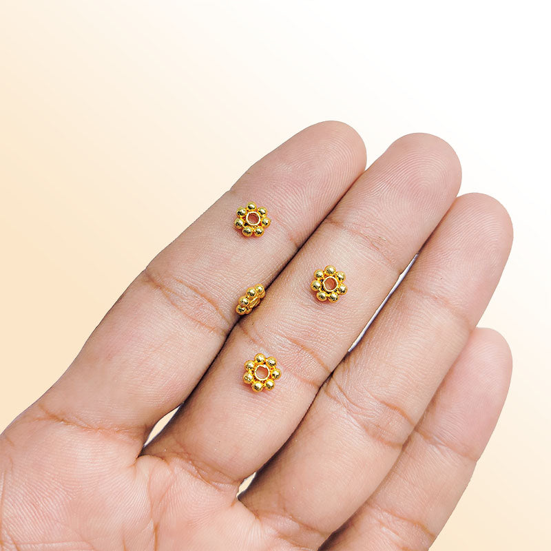 Handcrafted 18K Gold Overlay daisy bead from India for elegant jewelry designs