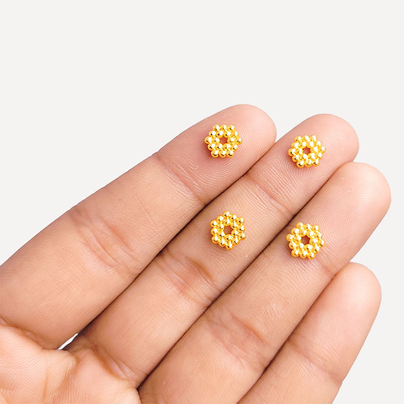 Elegant 18K Gold Overlay Over Copper beaded spacer jewelry component handcrafted in India
